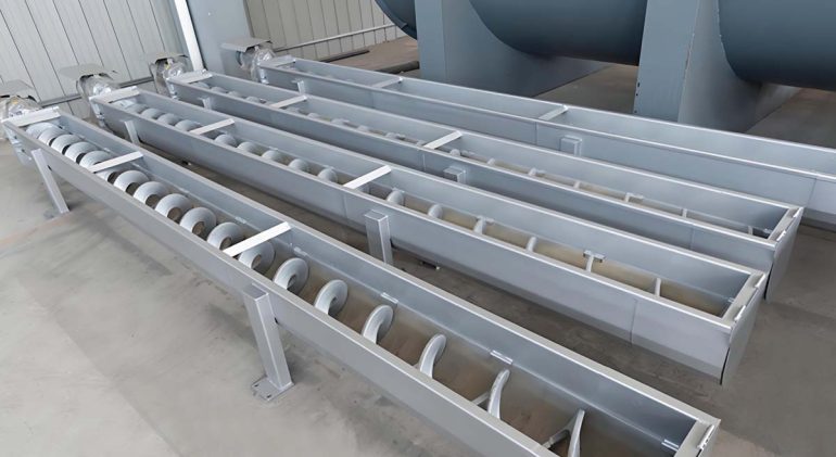 Trough Screw Conveyor - Durable and efficient material handling system designed for transporting bulk materials in various industrial applications.
